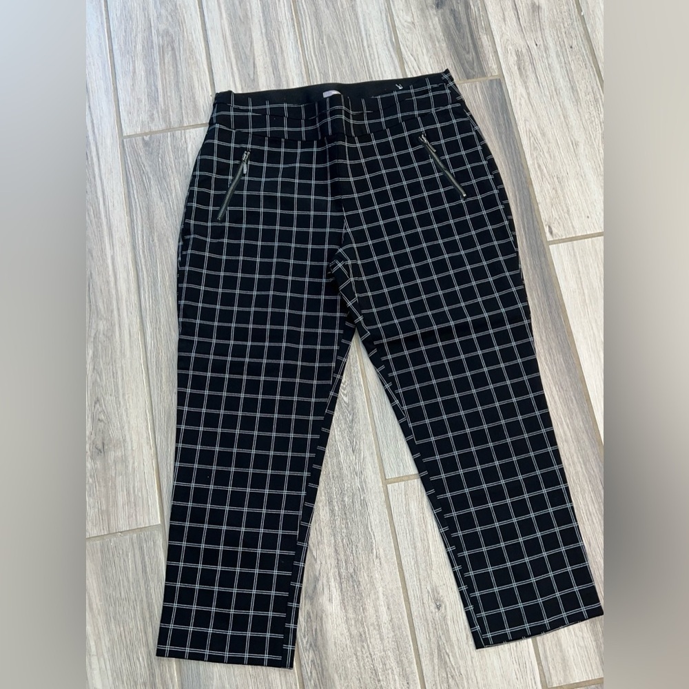 Express Navy White Plaid Pants Size 10 Long